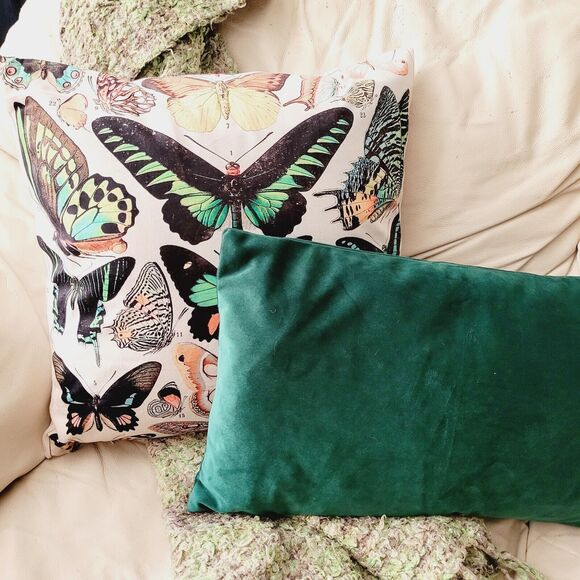 Accent Throw Pillowcase Botanical Butterflies Monarch Butterfly Cushion Cover - Picture 12 of 13